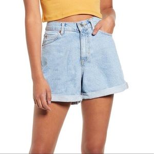 Topshop Roll Hem Mom Denim Shorts